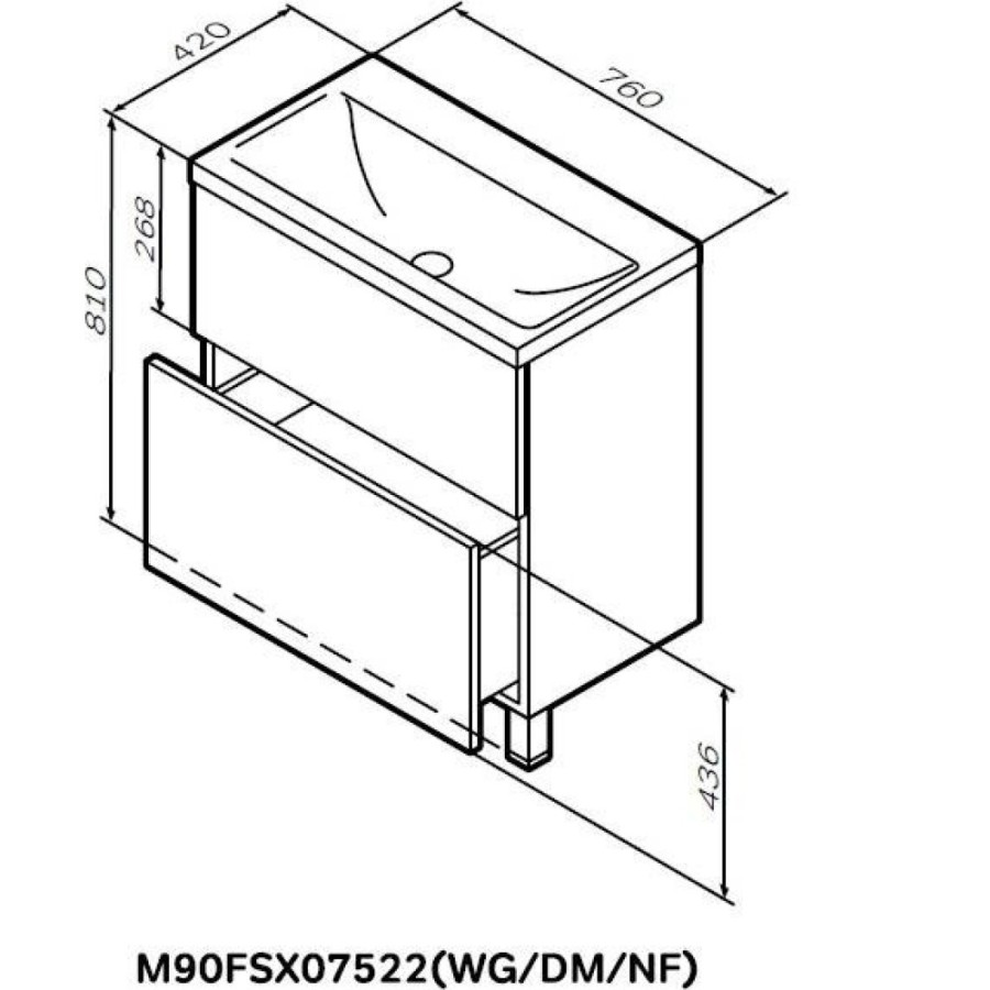 Тумба с раковиной Am.Pm Gem M90-FSX0752-WC0752WG, 75 см, напольная, Push to Open, белая