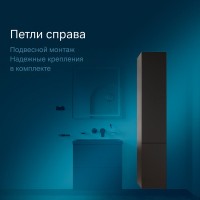 Шкаф-пенал Am.Pm Gem подвесной, правый, 30 см, черный матовый, M90CHR0306BM