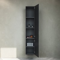 Шкаф-пенал Am.Pm Gem подвесной, правый, 30 см, черный матовый, M90CHR0306BM