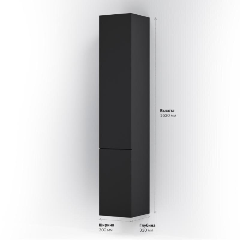 Шкаф-пенал Am.Pm Gem подвесной, правый, 30 см, черный матовый, M90CHR0306BM