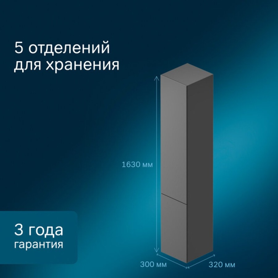 Шкаф Am.Pm Gem M90CHR0306GM, 30 см, подвесной, правый, цвет графит матовый
