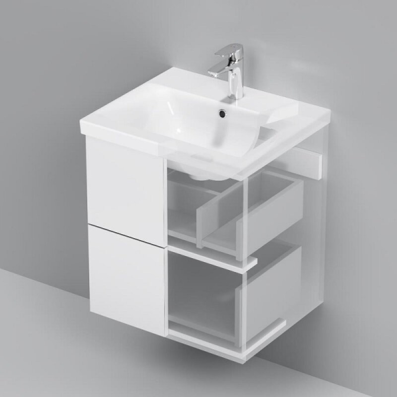 Тумба под раковину Am.Pm Gem M90FHX0502WG, 50 см, подвесная, push-to-open, белый глянец