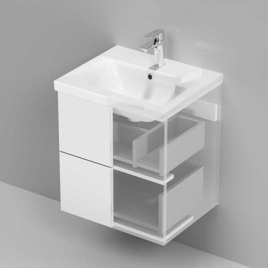 Тумба под раковину Am.Pm Gem M90FHX0502WG, 50 см, подвесная, push-to-open, белый глянец