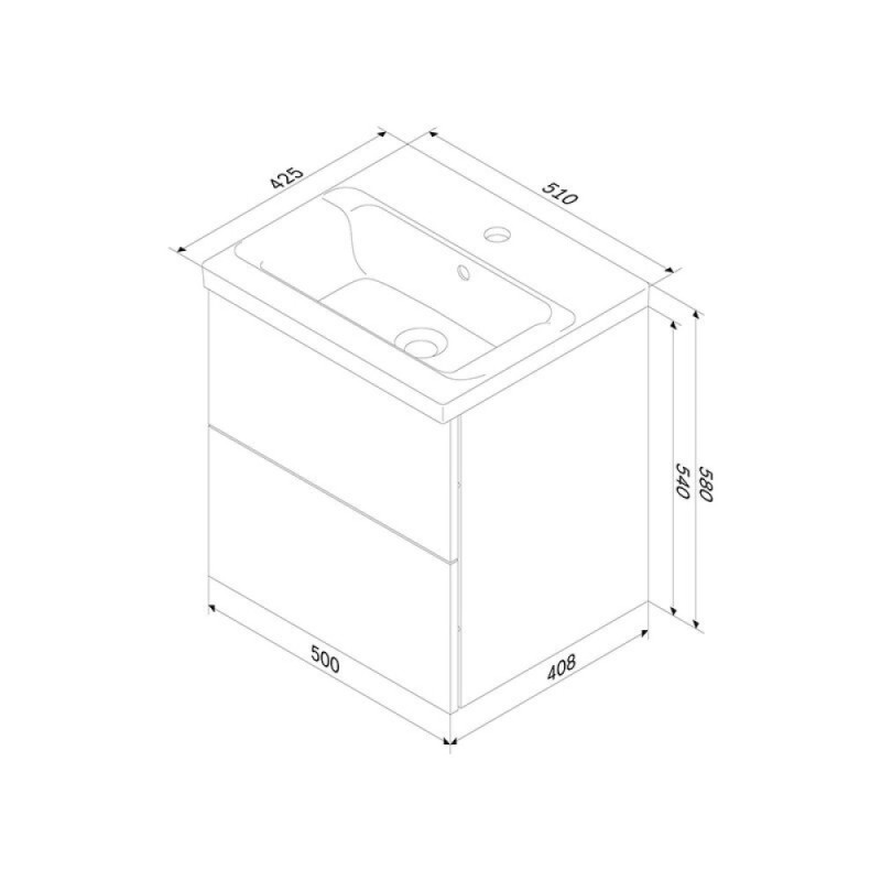 Тумба под раковину Am.Pm Gem M90FHX0502WG, 50 см, подвесная, push-to-open, белый глянец