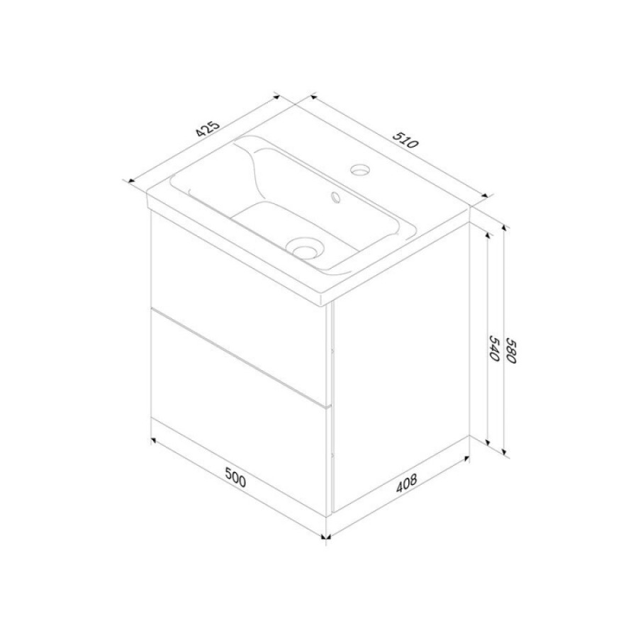 Тумба под раковину Am.Pm Gem M90FHX0502WG, 50 см, подвесная, push-to-open, белый глянец