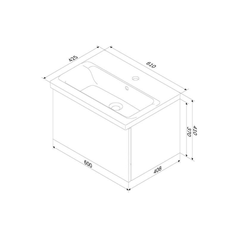 Тумба под раковину Am.Pm Gem M90FHX06021WG, 60 см, подвесная, 1 ящик push-to-open, цвет белый