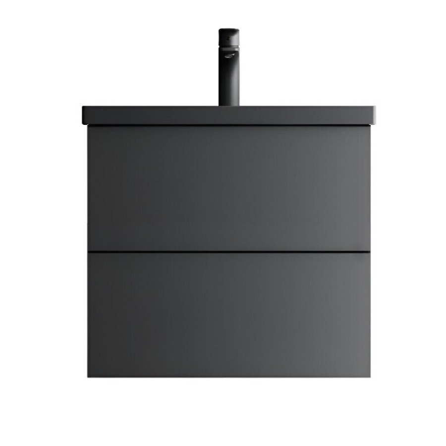Тумба под раковину Am.Pm Gem M90FHX06022BM, 60 см, подвесная, 2 ящика push-to-open, цвет черный матовый