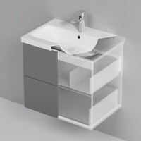 Тумба под раковину Am.Pm Gem M90FHX06022GM, 60 см, подвесная, 2 ящика push-to-open, цвет графит матовый
