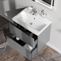 Тумба под раковину Am.Pm Gem M90FHX06022GM, 60 см, подвесная, 2 ящика push-to-open, цвет графит матовый
