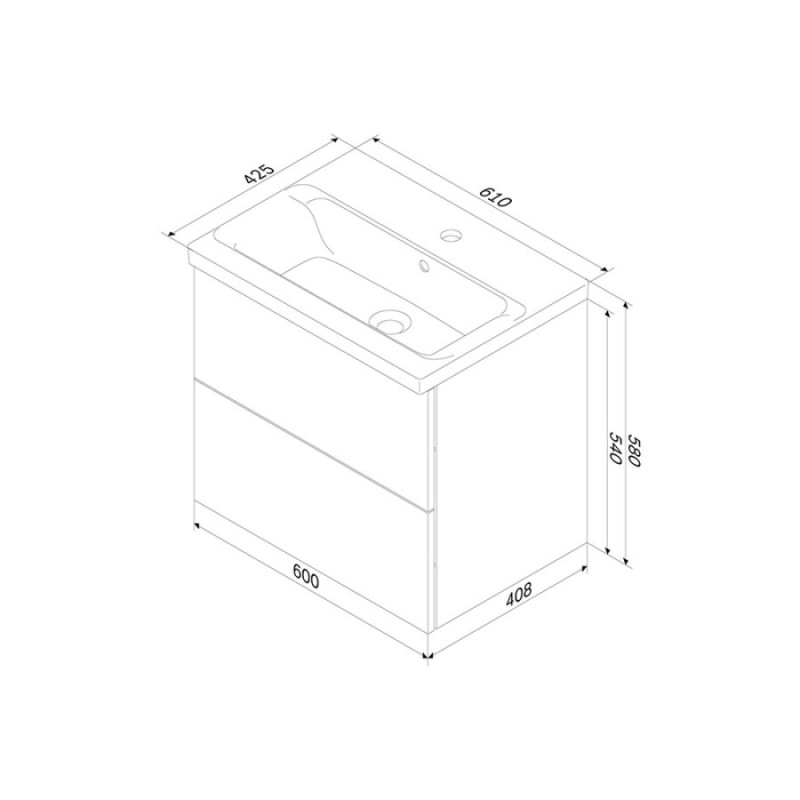 Тумба под раковину Am.Pm Gem M90FHX06022WG, 60 см, подвесная, 2 ящика push-to-open, цвет белый