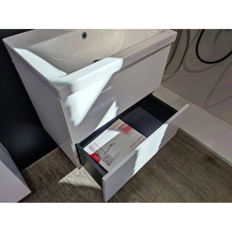 Тумба под раковину Am.Pm Gem M90FHX06022WG, 60 см, подвесная, 2 ящика push-to-open, цвет белый