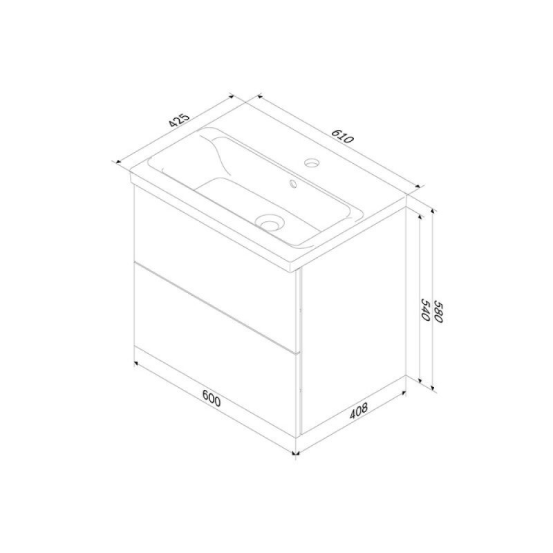 Тумба под раковину Am.Pm Gem M90FHX0602HF, 60 см, подвесная, 2 ящика push-to-open, цвет орех