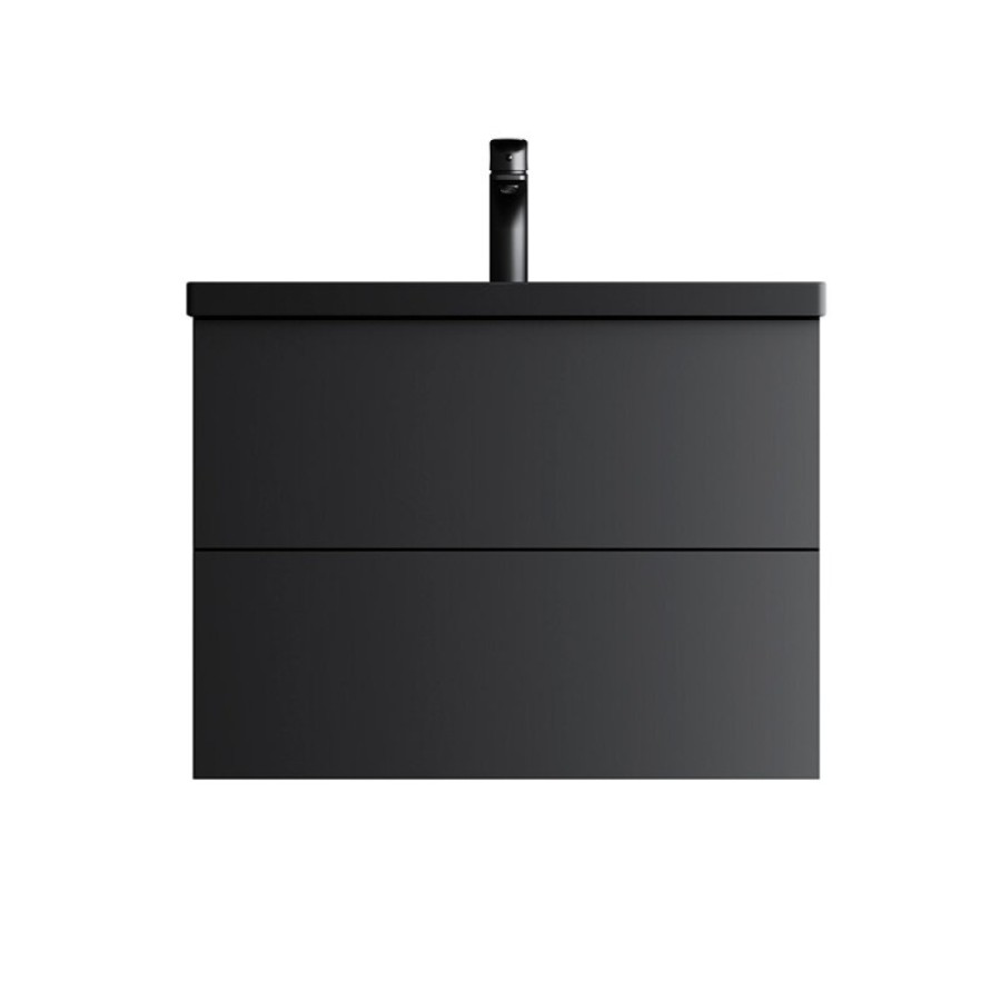 Тумба под раковину Am.Pm Gem M90FHX07522BM, 75 см, подвесная, 2 ящика push-to-open, цвет черный матовый