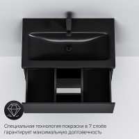 Тумба под раковину Am.Pm Gem M90FHX07522BM, 75 см, подвесная, 2 ящика push-to-open, цвет черный матовый