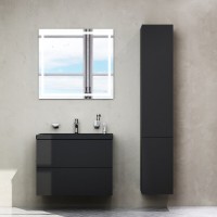 Тумба под раковину Am.Pm Gem M90FHX07522BM, 75 см, подвесная, 2 ящика push-to-open, цвет черный матовый