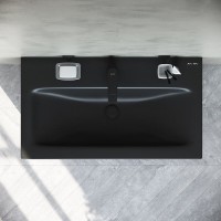 Тумба под раковину Am.Pm Gem M90FHX07522BM, 75 см, подвесная, 2 ящика push-to-open, цвет черный матовый
