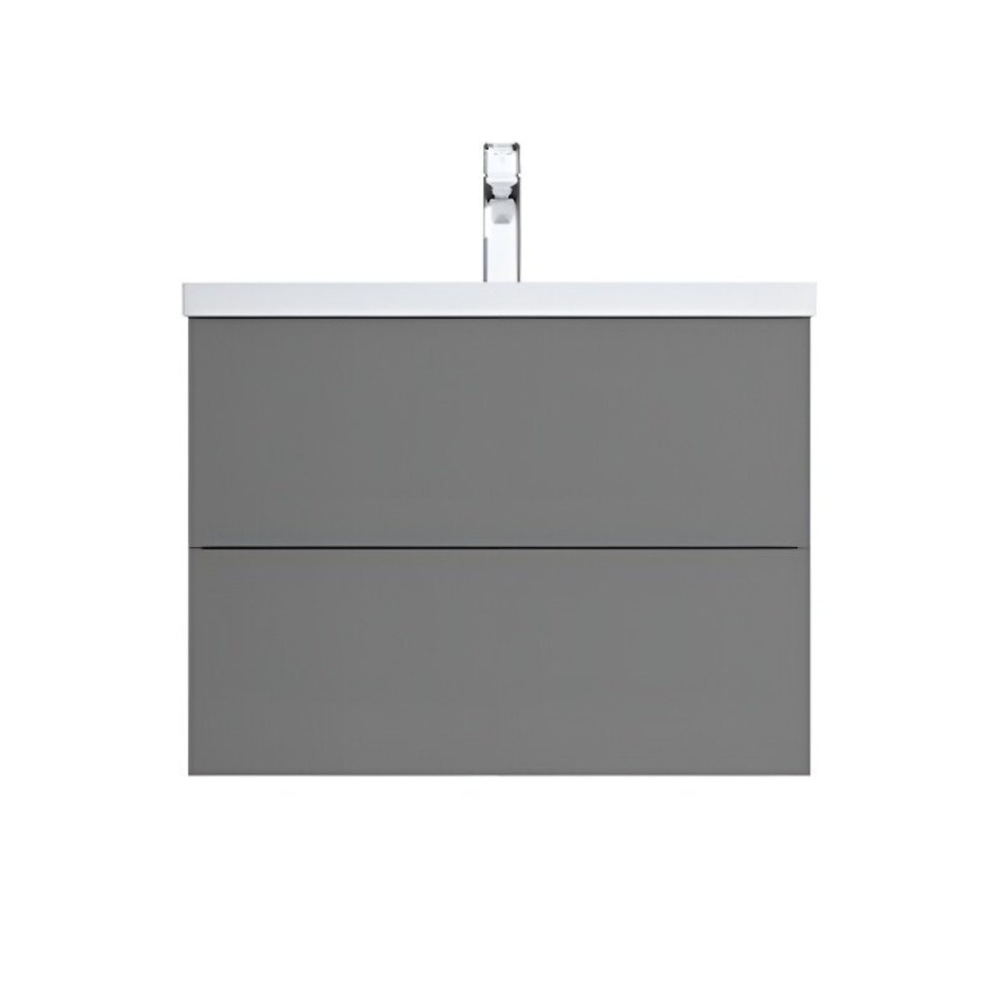 Тумба под раковину Am.Pm Gem M90FHX07522GM, 75 см, подвесная, 2 ящика push-to-open, цвет графит матовый