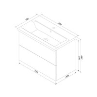 Тумба под раковину Am.Pm Gem M90FHX07522GM, 75 см, подвесная, 2 ящика push-to-open, цвет графит матовый