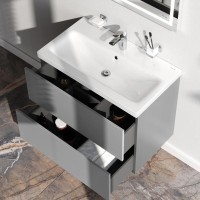 Тумба под раковину Am.Pm Gem M90FHX07522GM, 75 см, подвесная, 2 ящика push-to-open, цвет графит матовый