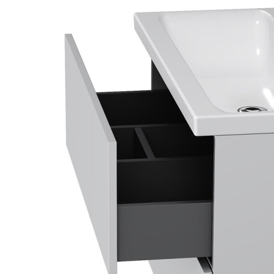 Тумба под раковину Am.Pm Gem M90FHX0802WG, 80 см, подвесная, push-to-open, белый глянец