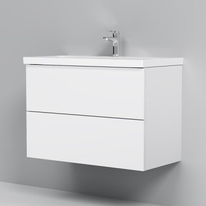 Тумба под раковину Am.Pm Gem M90FHX0802WG, 80 см, подвесная, push-to-open, белый глянец