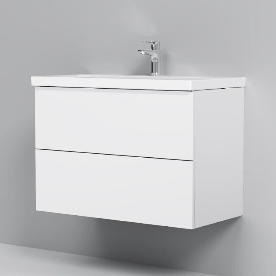 Тумба под раковину Am.Pm Gem M90FHX0802WG, 80 см, подвесная, push-to-open, белый глянец
