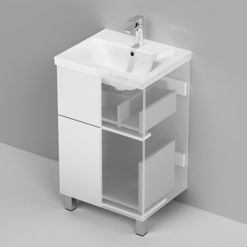 Тумба под раковину Am.Pm Gem M90FSX0502WG, 50 см, напольная, push-to-open, белый глянец