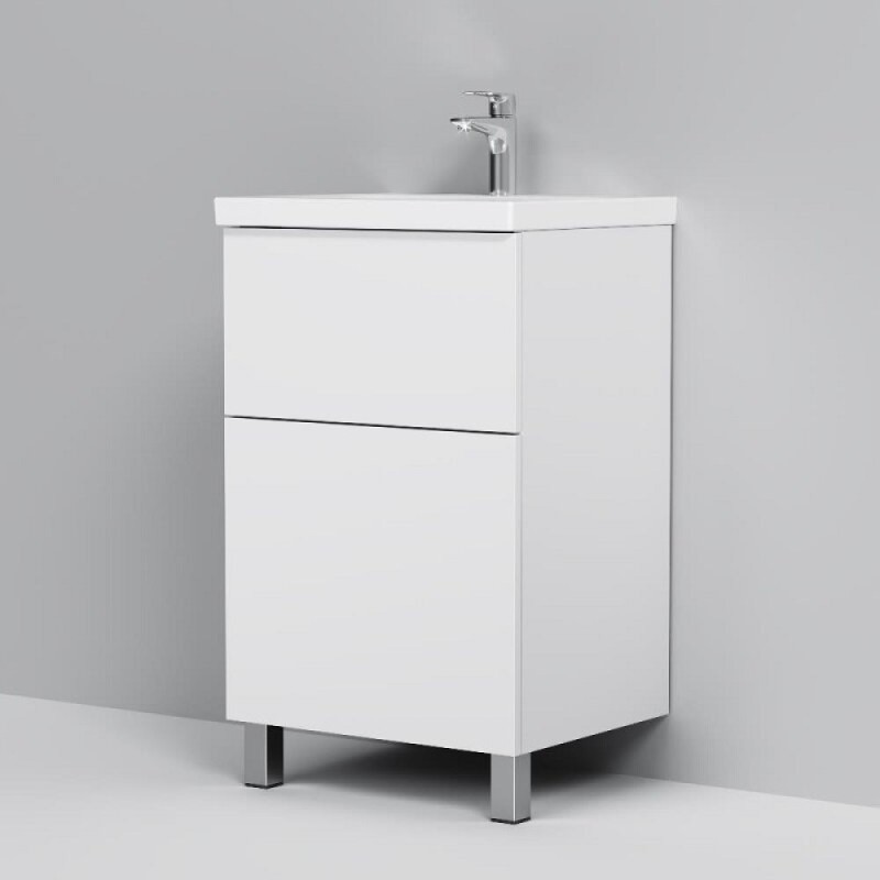 Тумба под раковину Am.Pm Gem M90FSX0502WG, 50 см, напольная, push-to-open, белый глянец