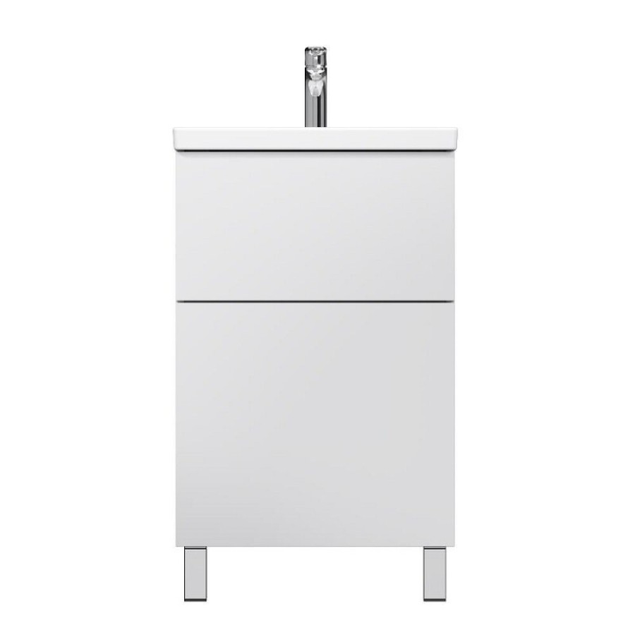 Тумба под раковину Am.Pm Gem M90FSX0502WG, 50 см, напольная, push-to-open, белый глянец