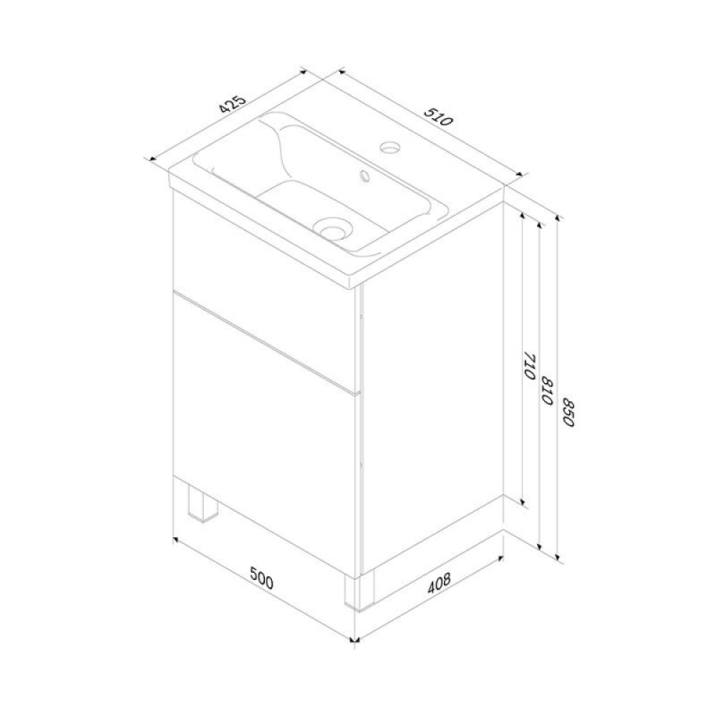 Тумба под раковину Am.Pm Gem M90FSX0502WG, 50 см, напольная, push-to-open, белый глянец