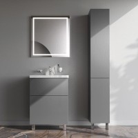 Тумба под раковину Am.Pm Gem M90FSX06022GM32, 60 см, напольная, 2 ящика push-to-open, графит матовый