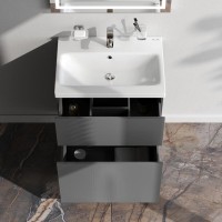Тумба под раковину Am.Pm Gem M90FSX06022GM32, 60 см, напольная, 2 ящика push-to-open, графит матовый