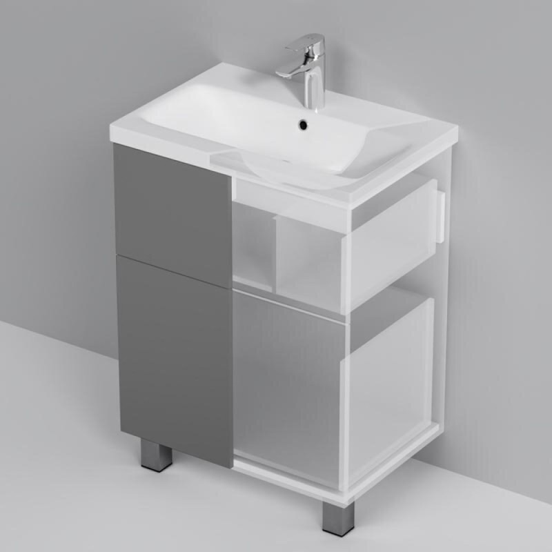 Тумба под раковину Am.Pm Gem M90FSX06022GM32, 60 см, напольная, 2 ящика push-to-open, графит матовый