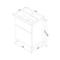 Тумба под раковину Am.Pm Gem M90FSX06022GM32, 60 см, напольная, 2 ящика push-to-open, графит матовый