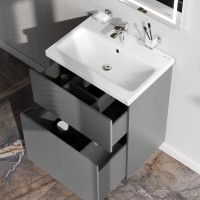 Тумба под раковину Am.Pm Gem M90FSX06022GM32, 60 см, напольная, 2 ящика push-to-open, графит матовый
