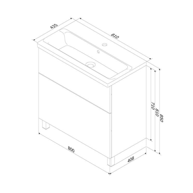 Тумба под раковину Am.Pm Gem M90FSX0802WG, 80 см, напольная, push-to-open, белый глянец