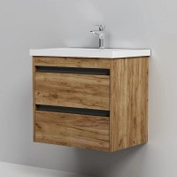 Тумба с раковиной Am.Pm Pulse, M91-FHX0602OF-WCC0602WG, 60 см, подвесная, 2 ящика, цвет дерево