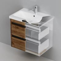 Тумба с раковиной Am.Pm Pulse, M91-FHX0602OF-WCC0602WG, 60 см, подвесная, 2 ящика, цвет дерево