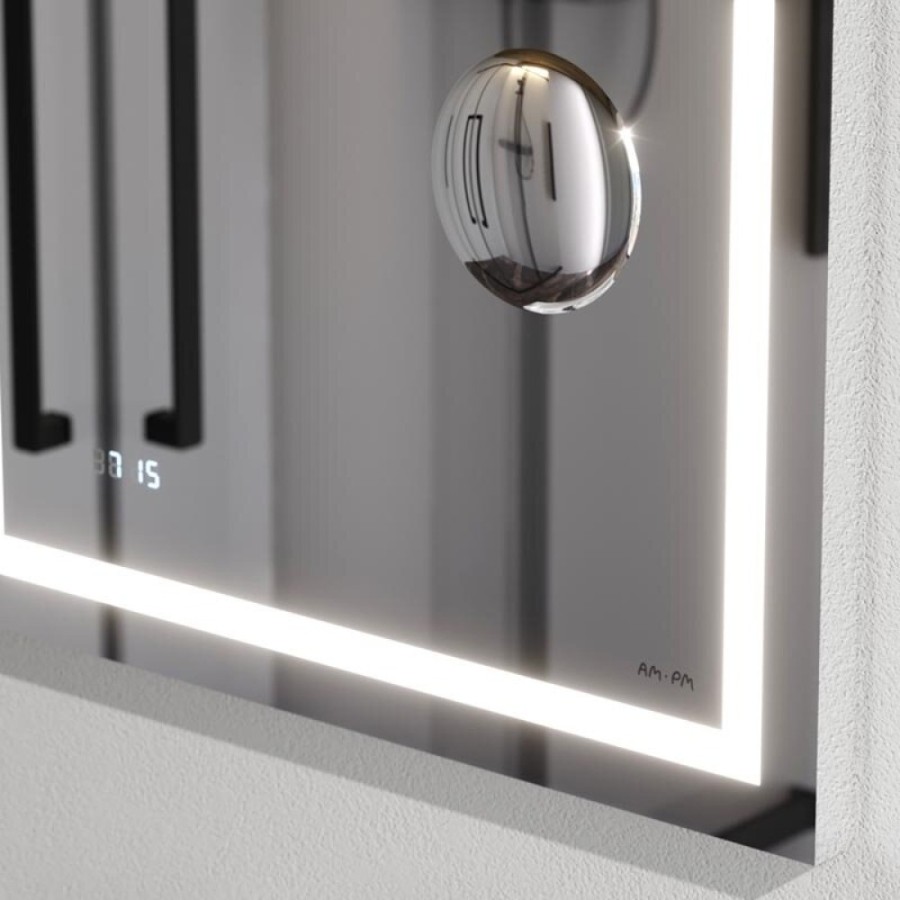 Зеркало Am.Pm Gem 55 с led-подсветкой часами и косметическим зеркалом M91AMOX0553WG