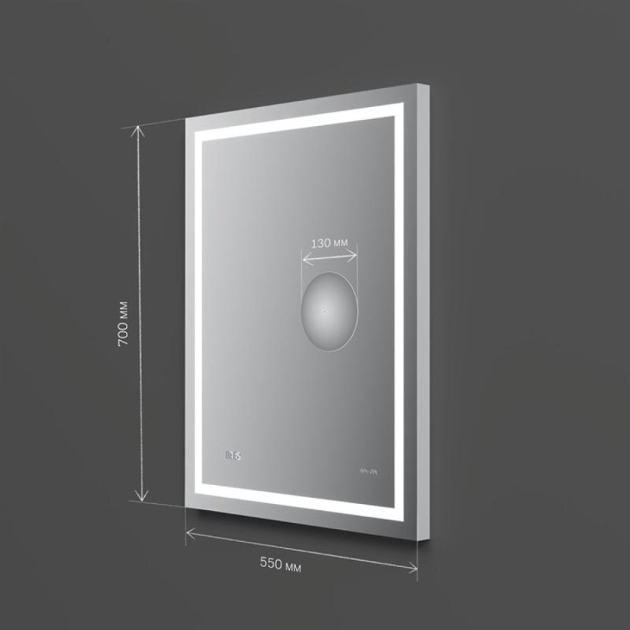 Зеркало Am.Pm Gem 55 с led-подсветкой часами и косметическим зеркалом M91AMOX0553WG