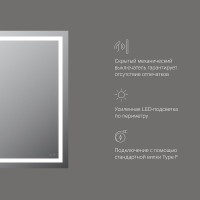 Зеркало Am.Pm X-Joy M91AMOX0601WG, 60 см, с LED-подсветкой, сенсорный выключатель
