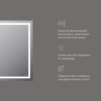 Зеркало для ванной на стену Am.Pm Gem M91AMOX0651WG с LED-подсветкой по периметру, 65 см
