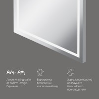 Зеркало для ванной на стену Am.Pm Gem M91AMOX0651WG с LED-подсветкой по периметру, 65 см