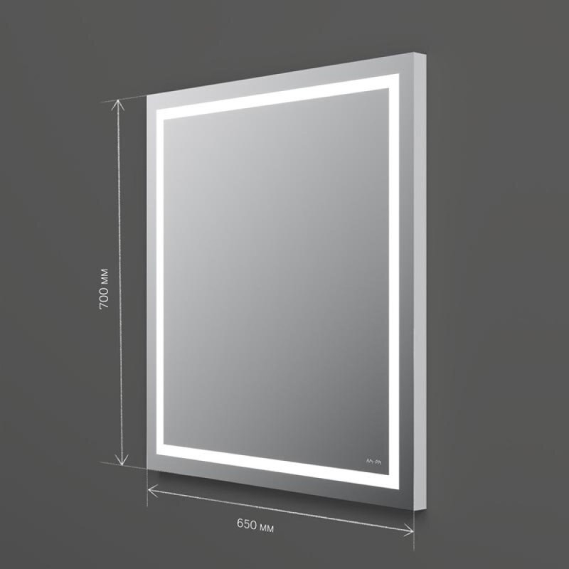 Зеркало для ванной на стену Am.Pm Gem M91AMOX0651WG с LED-подсветкой по периметру, 65 см