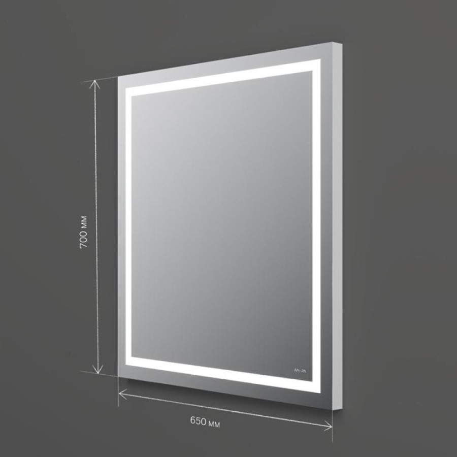Зеркало для ванной на стену Am.Pm Gem M91AMOX0651WG с LED-подсветкой по периметру, 65 см