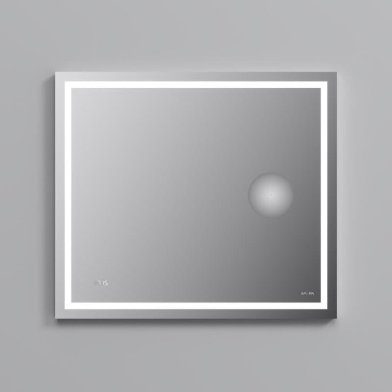 Зеркало Am.Pm Gem M91AMOX0803WG, 80 см с контурной Led-подсветкой, часами и косметическим зеркалом