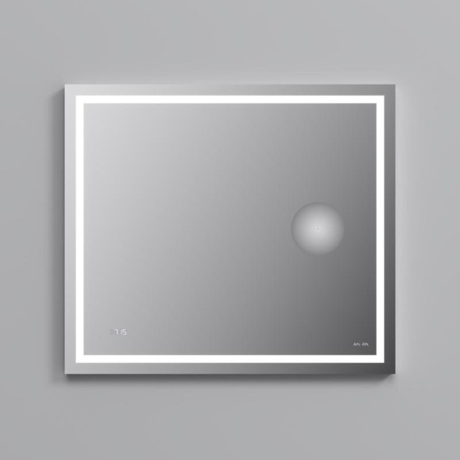 Зеркало Am.Pm Gem M91AMOX0803WG, 80 см с контурной Led-подсветкой, часами и косметическим зеркалом