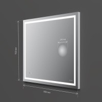 Зеркало Am.Pm Gem M91AMOX0803WG, 80 см с контурной Led-подсветкой, часами и косметическим зеркалом