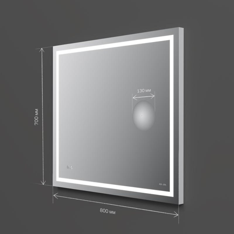 Зеркало Am.Pm Gem M91AMOX0803WG, 80 см с контурной Led-подсветкой, часами и косметическим зеркалом