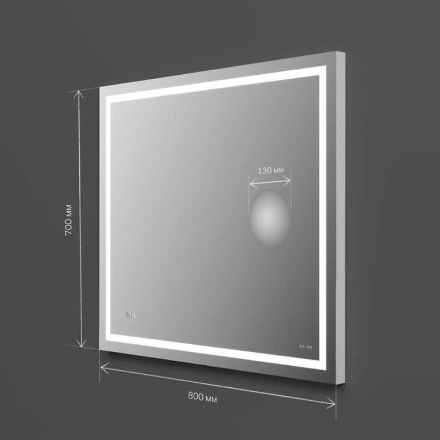 Зеркало Am.Pm Gem M91AMOX0803WG, 80 см с контурной Led-подсветкой, часами и косметическим зеркалом